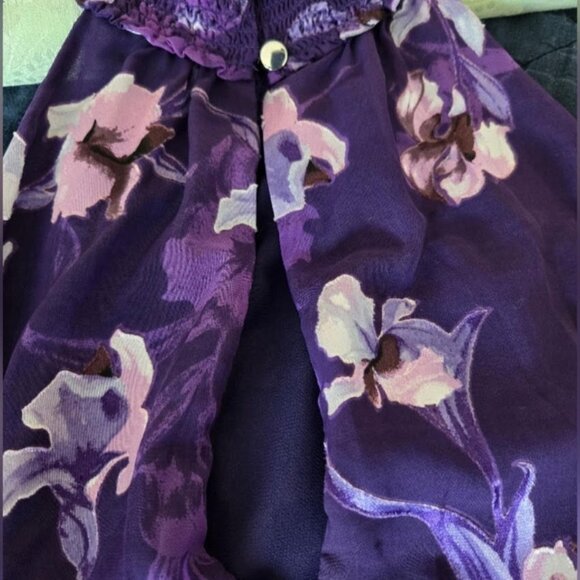White House Black Market purple floral burnout midi halter dress. Size 10 - Picture 2 of 5